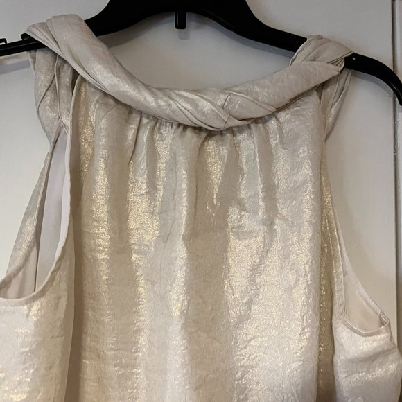 Loft Rope Neck Sleeveless Tank - Cream/Gold Shimmer - Lined - Medium - Picture 2 of 6